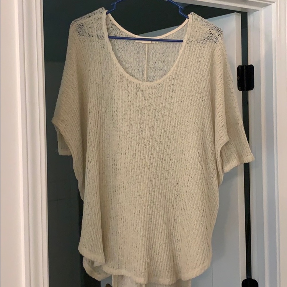 Cream elbow length sleeve sweater